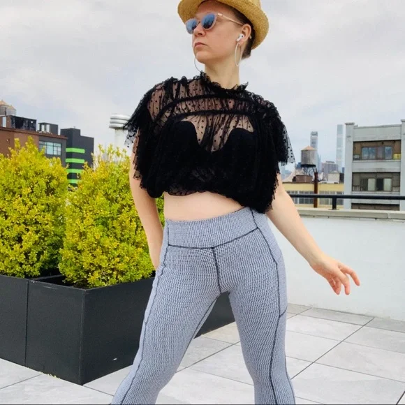 Hat or Top Free People Sheer Polka Dot Tulle Ruffle Cinch Top - Picture 13 of 16